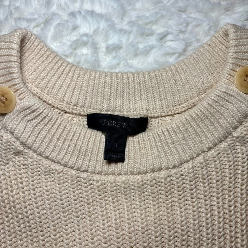 J. Crew Cream Button-Accent Sweater